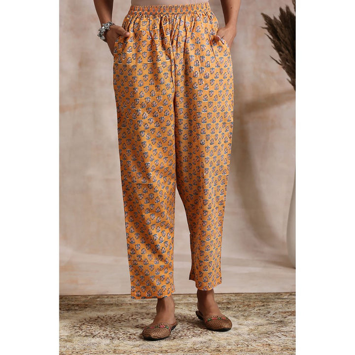 TAHILIYA Orange Hand Block Printed Pants