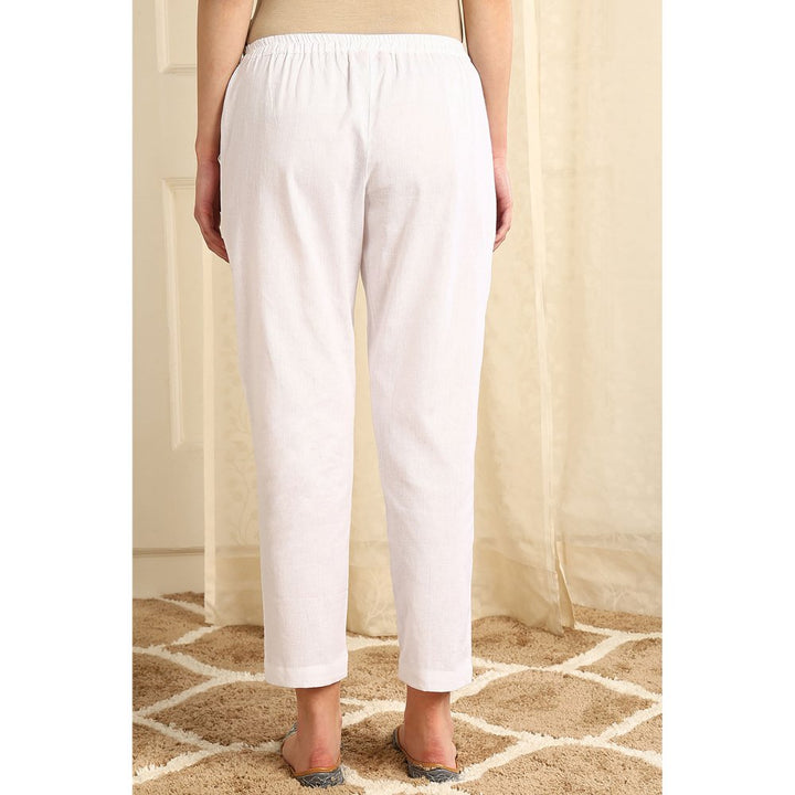 TAHILIYA White Cotton Flax Farsi Pants