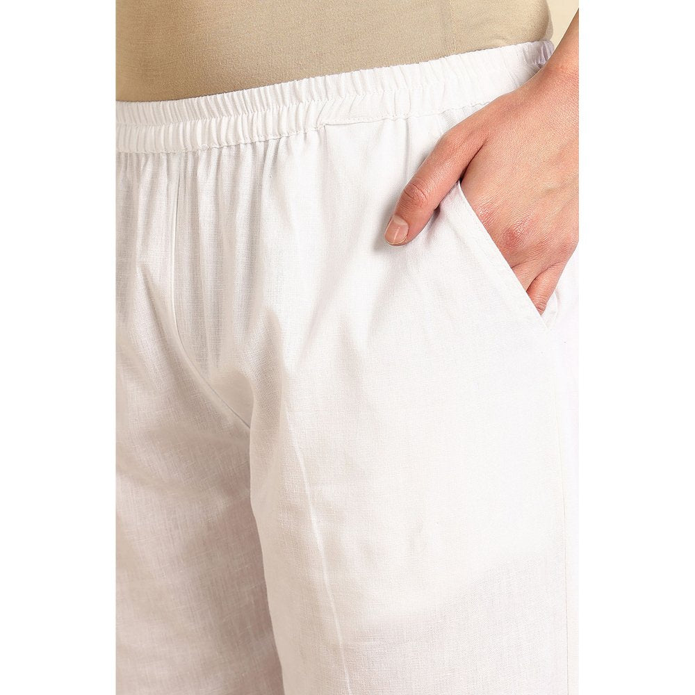 TAHILIYA White Cotton Flax Farsi Pants