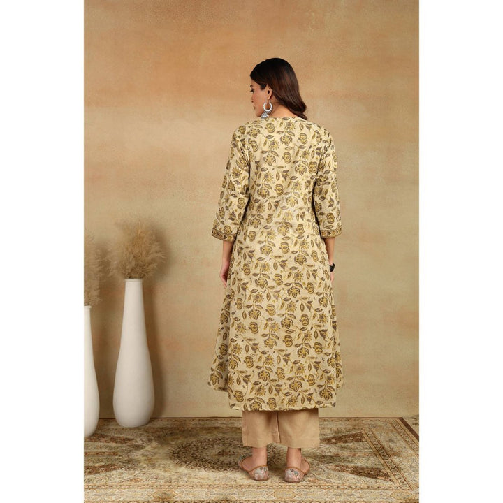 TAHILIYA Beige and Brown A Line Bagru Kurta