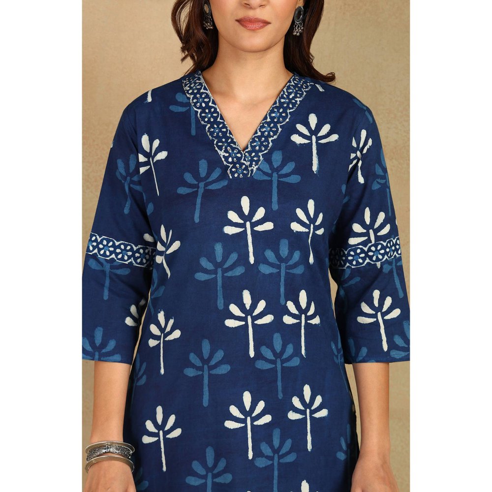 TAHILIYA Indigo Blue Straight Kurta