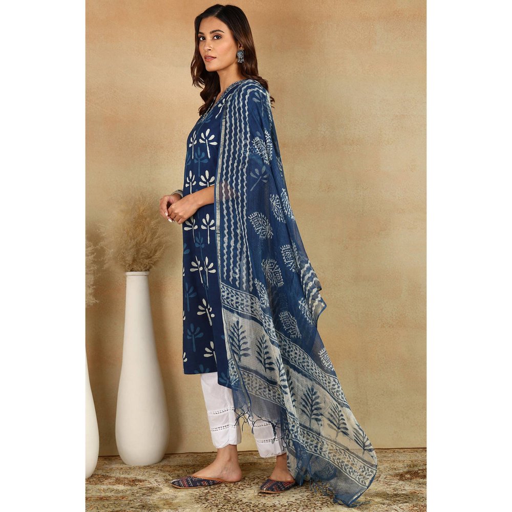 TAHILIYA Indigo Blue Straight Kurta