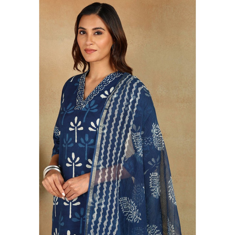 TAHILIYA Indigo Blue Straight Kurta