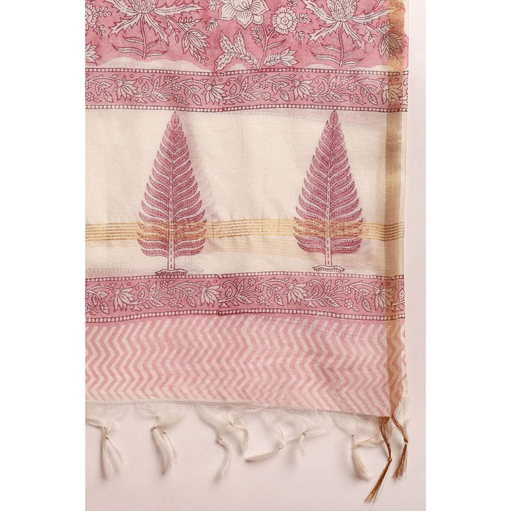 TAHILIYA Pink Chanderi Silk Dupatta