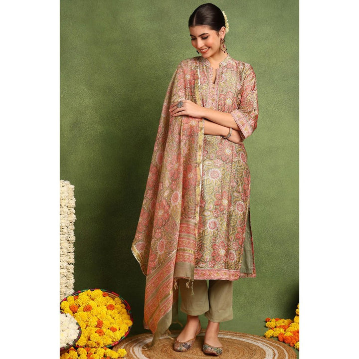 TAHILIYA Green Chanderi Silk Dupatta