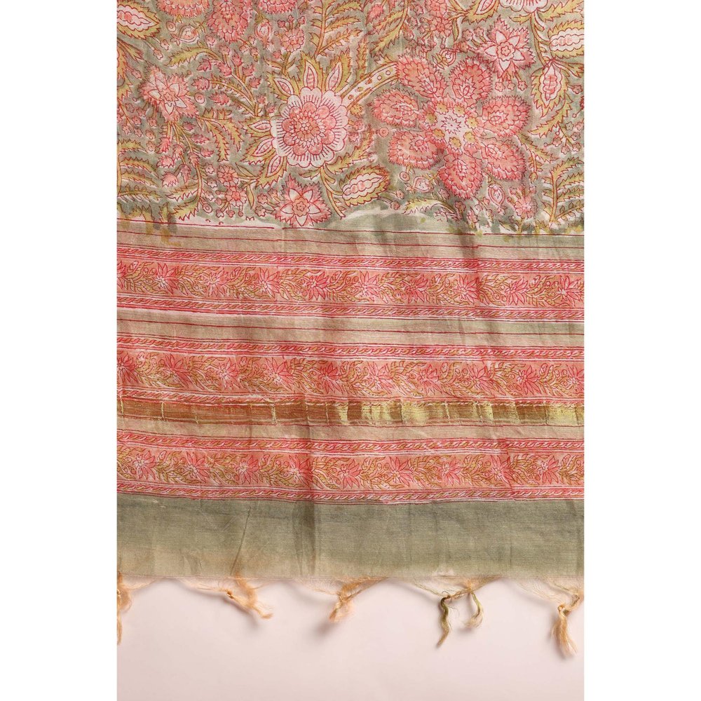 TAHILIYA Green Chanderi Silk Dupatta