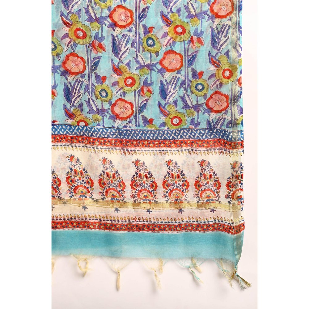 TAHILIYA Blue Chanderi Silk Dupatta