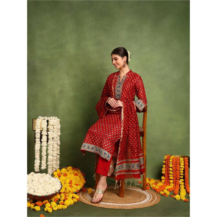 TAHILIYA Red Chanderi Silk Kurta