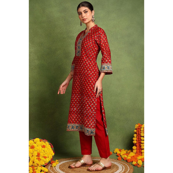 TAHILIYA Red Chanderi Silk Kurta