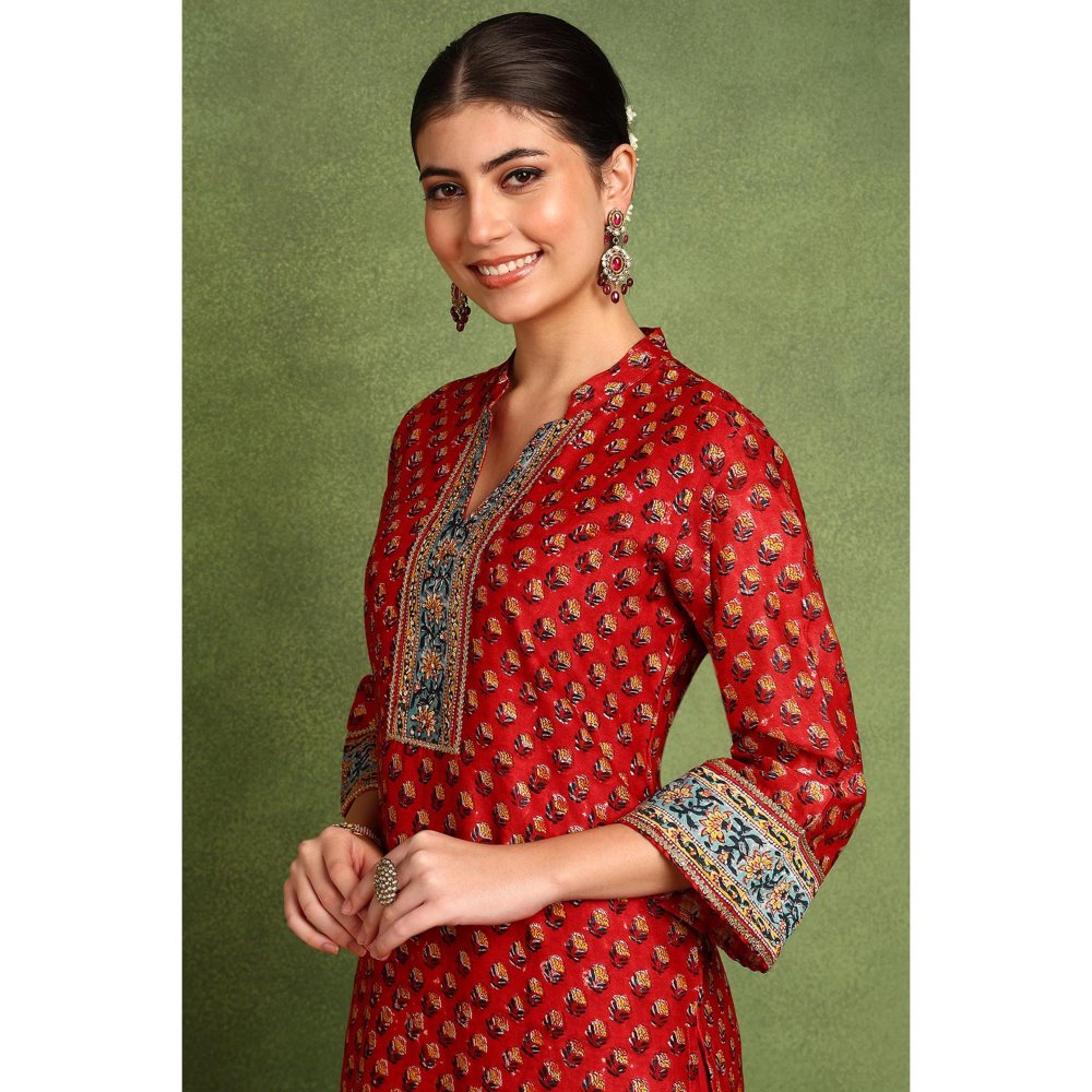 TAHILIYA Red Chanderi Silk Kurta