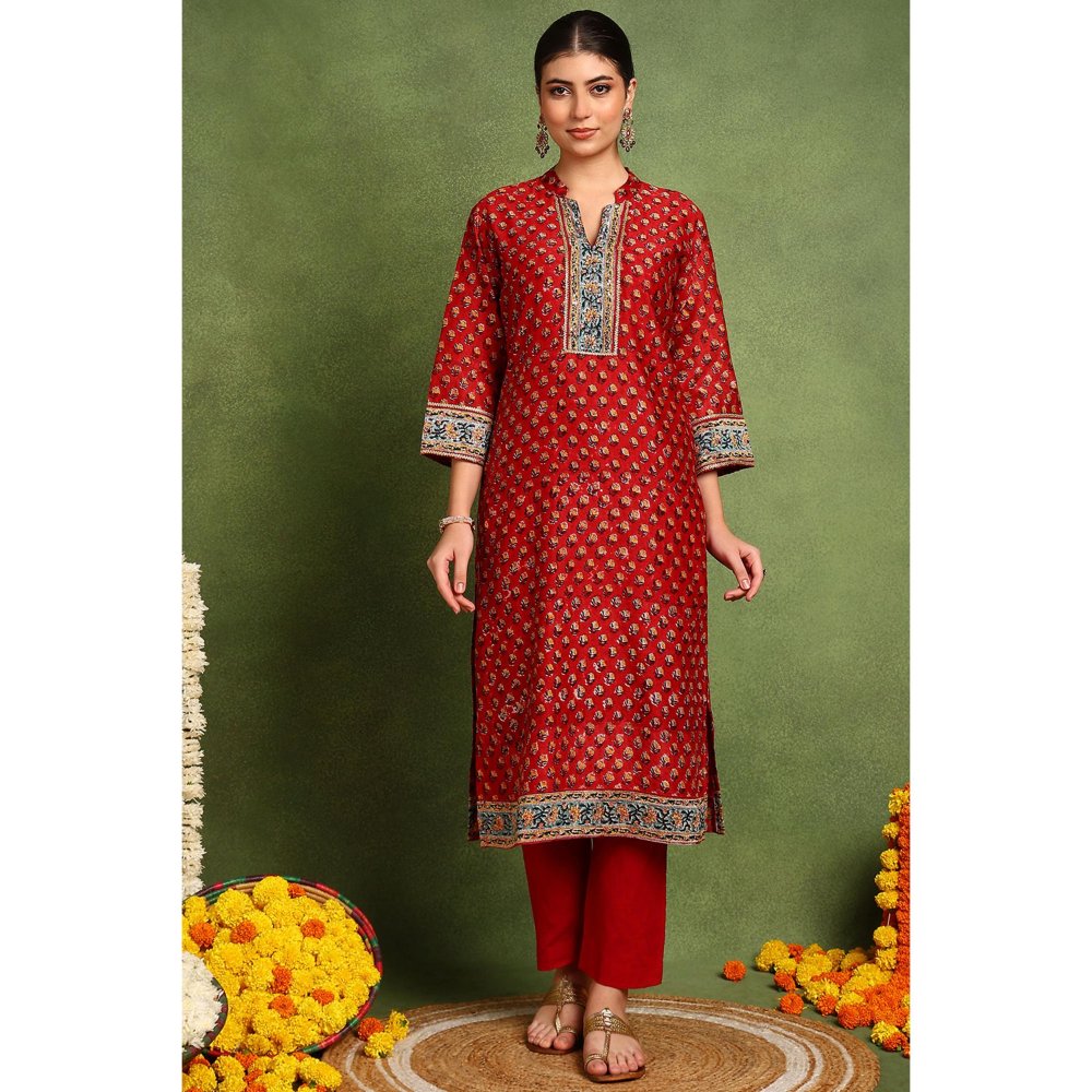 TAHILIYA Red Chanderi Silk Kurta