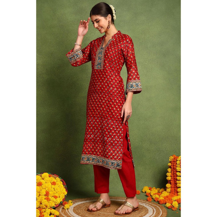 TAHILIYA Red Chanderi Silk Kurta