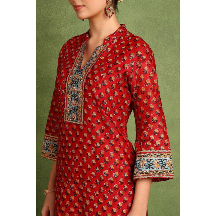 TAHILIYA Red Chanderi Silk Kurta