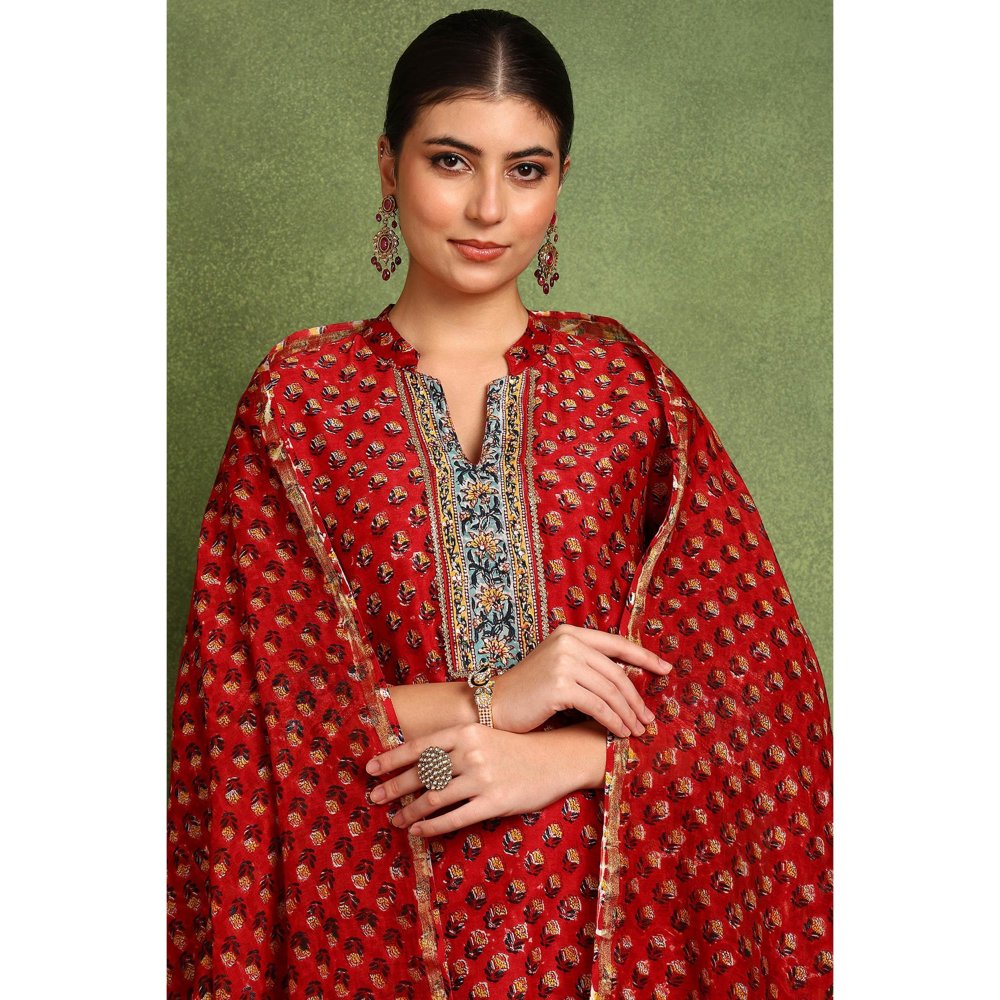 TAHILIYA Red Chanderi Silk Kurta