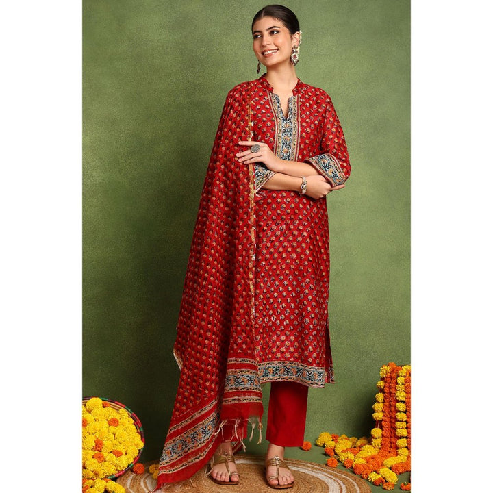 TAHILIYA Red Chanderi Silk Kurta