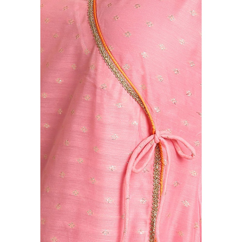 TAHILIYA Pink Khari Printed Chanderi Silk Angrakha Kurta