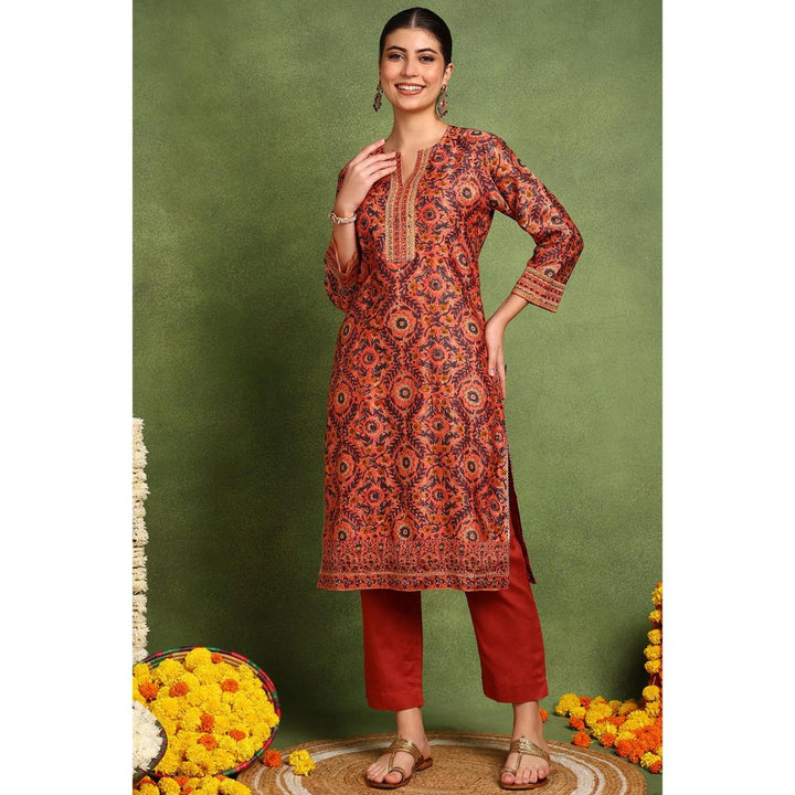 TAHILIYA Rust Chanderi Silk Kurta