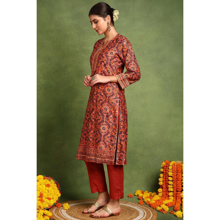 TAHILIYA Rust Chanderi Silk Kurta