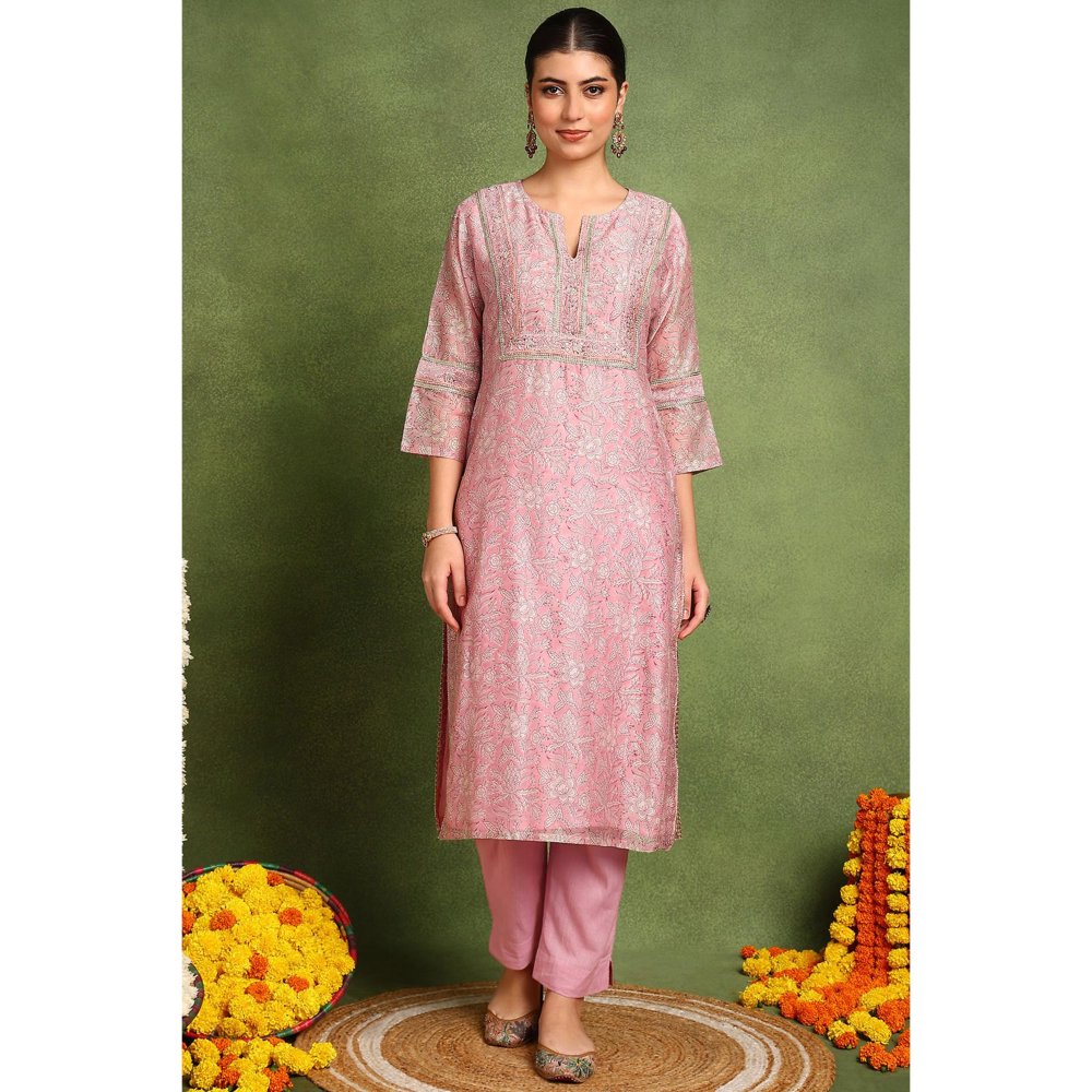 TAHILIYA Pink Chanderi Silk Kurta