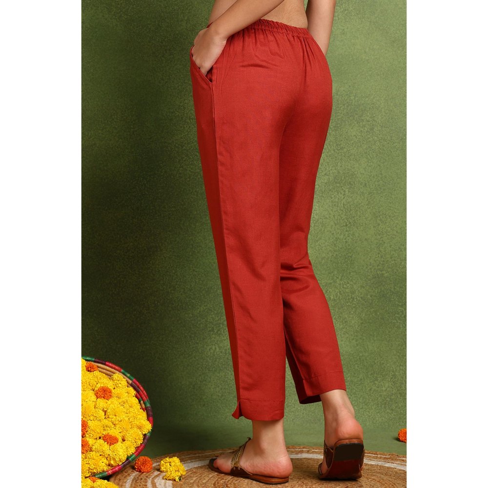 TAHILIYA Rust Cotton Silk Farsi Pants