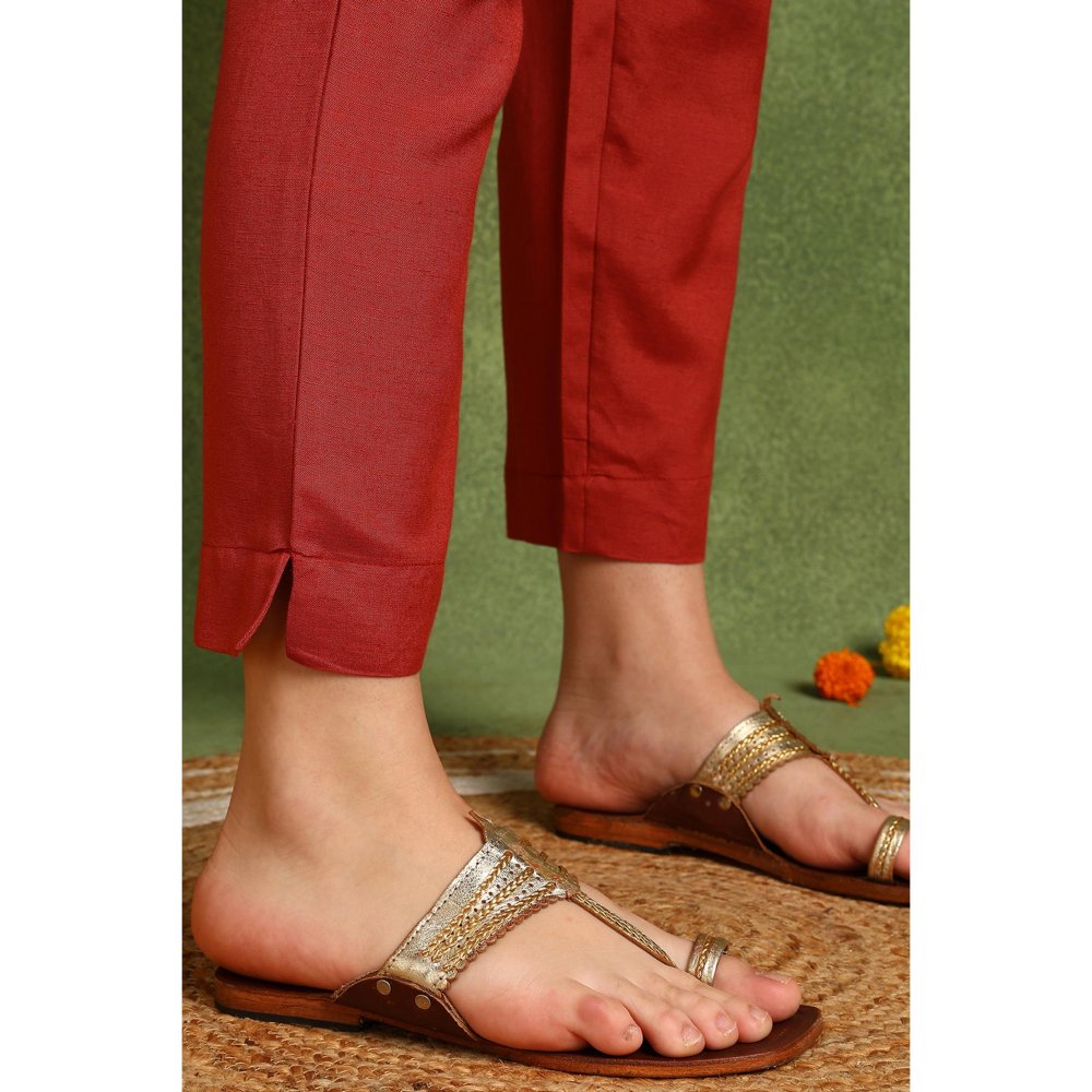 TAHILIYA Rust Cotton Silk Farsi Pants