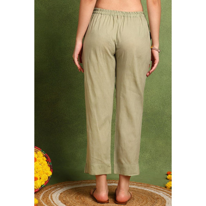 TAHILIYA Green Cotton Silk Farsi Pants