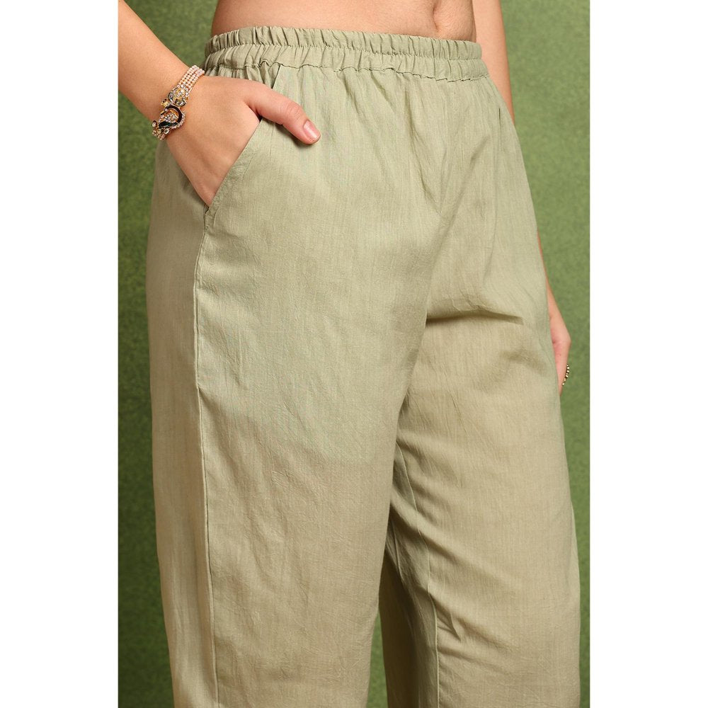 TAHILIYA Green Cotton Silk Farsi Pants