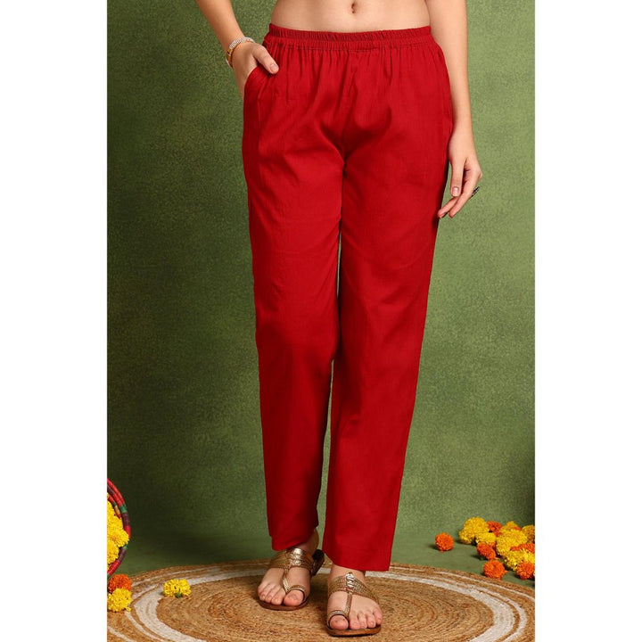 TAHILIYA Red Cotton Silk Farsi Pants