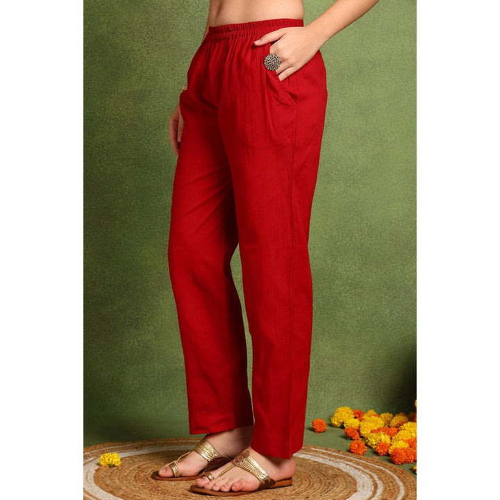 TAHILIYA Red Cotton Silk Farsi Pants