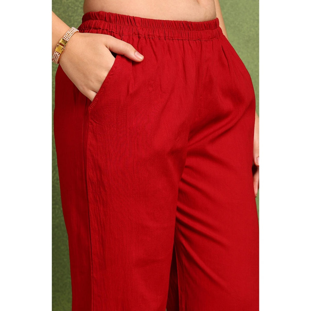 TAHILIYA Red Cotton Silk Farsi Pants