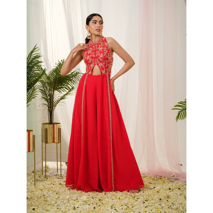 Tamaraa by Tahani Red Lyric Jumpsuit