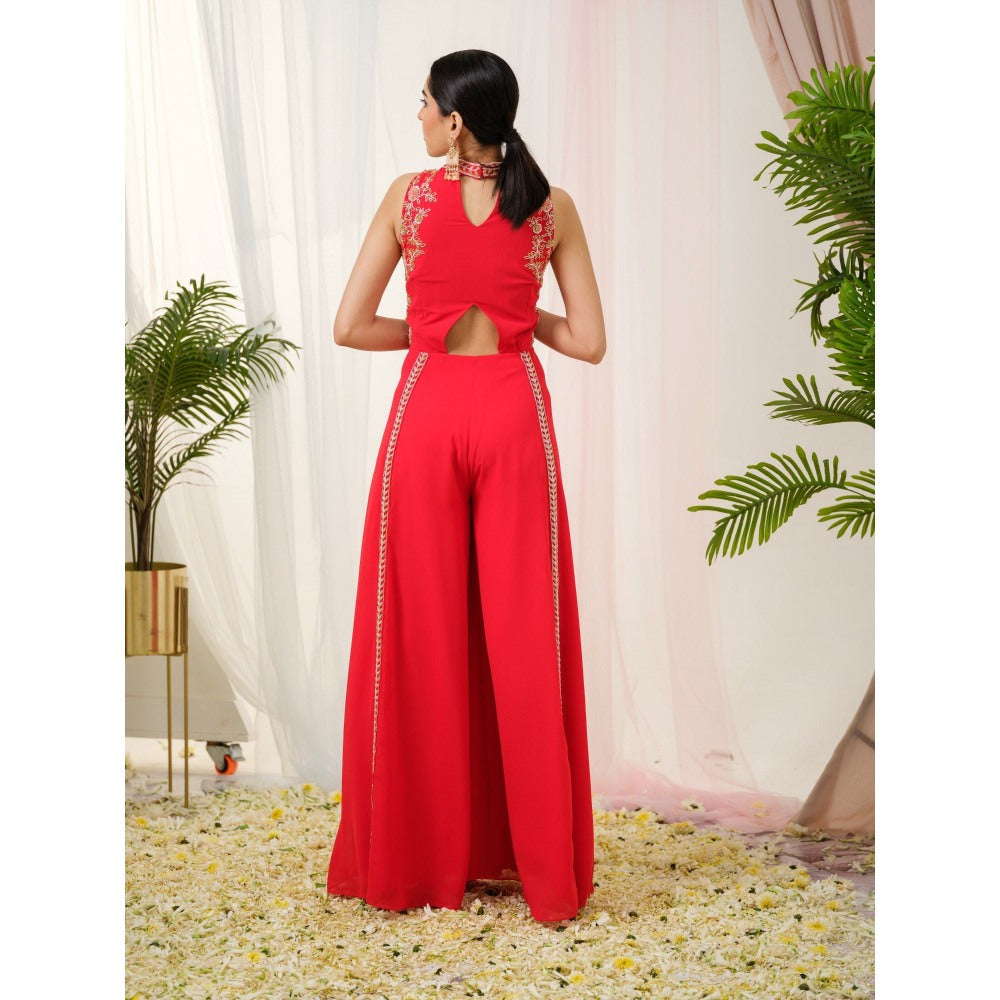 Tamaraa by Tahani Red Lyric Jumpsuit
