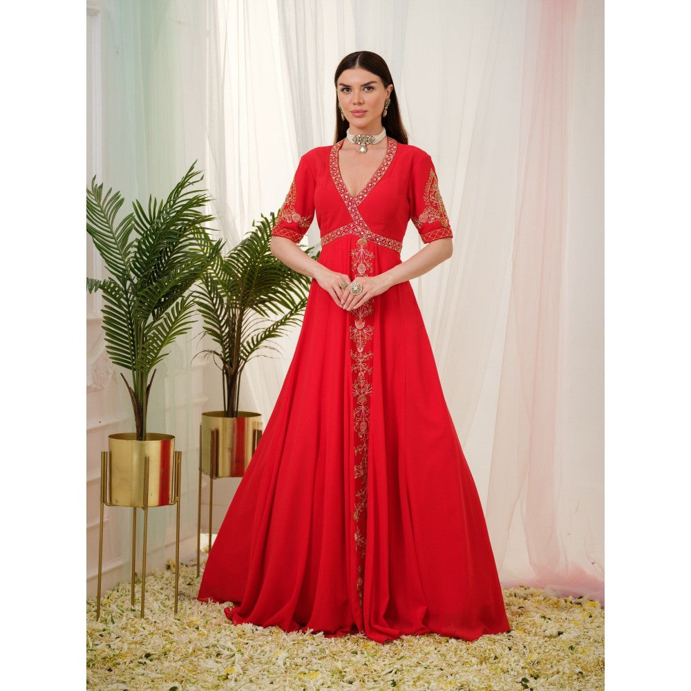 Tamaraa by Tahani Red Vermilion Anarkali Dress