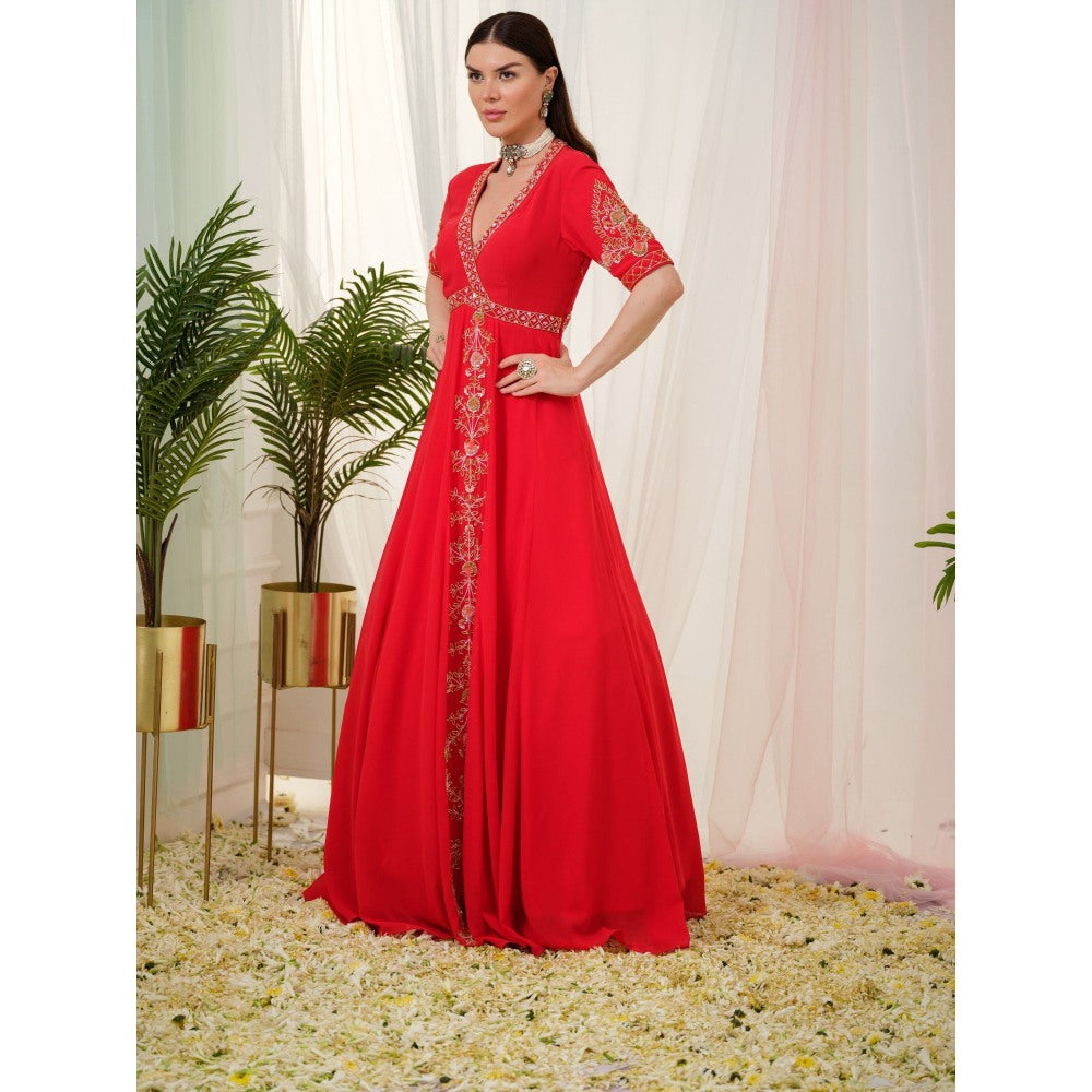 Tamaraa by Tahani Red Vermilion Anarkali Dress