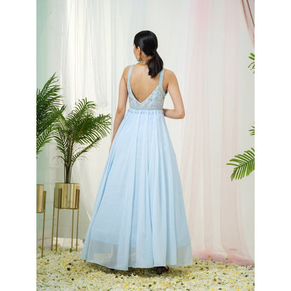 Tamaraa by Tahani Blue Lumos Anarkali with Dupatta (Set of 2)