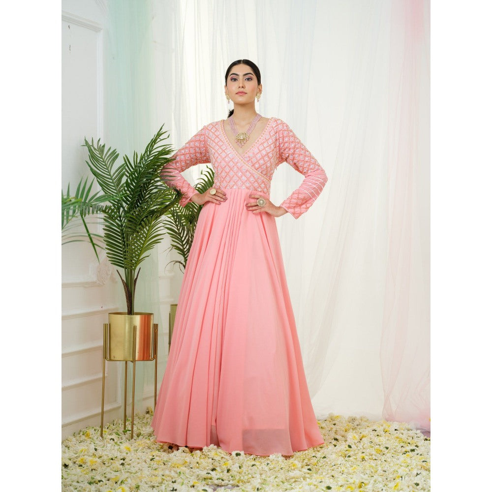 Tamaraa by Tahani Pink Mystique Anarkali Dress