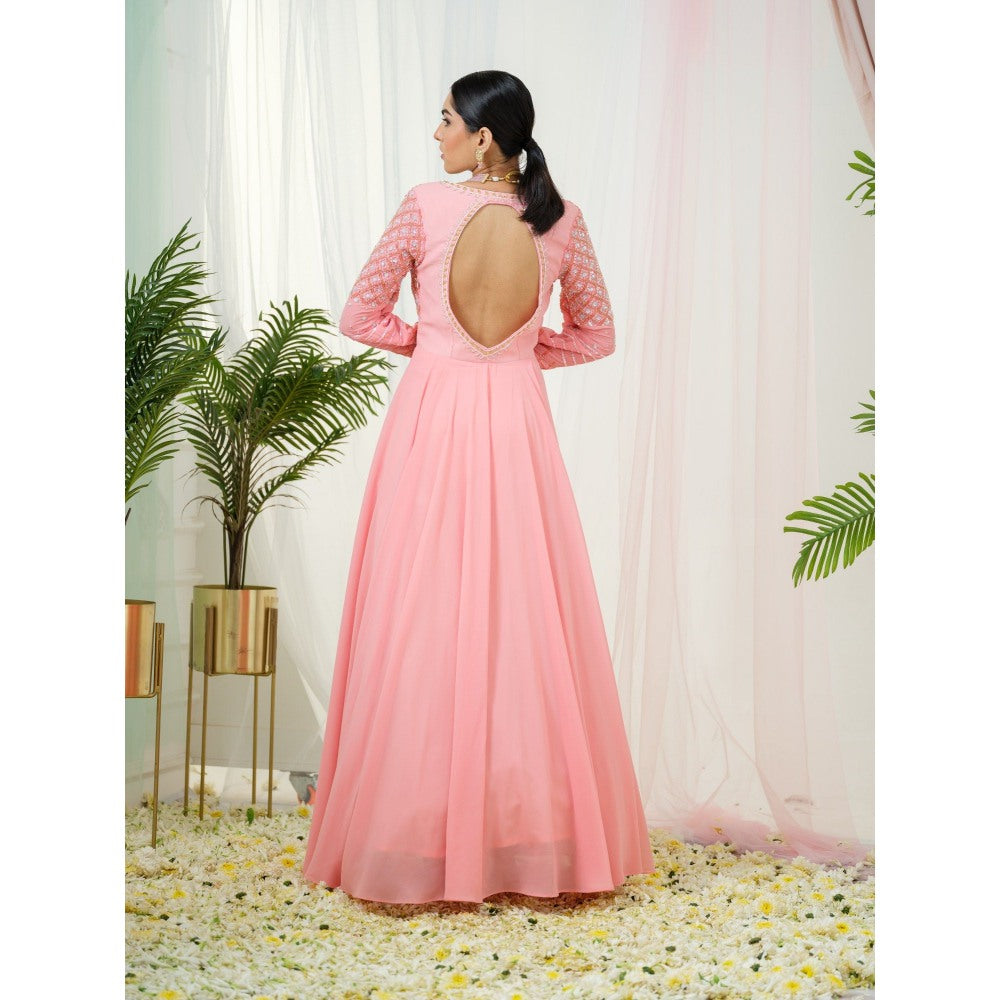 Tamaraa by Tahani Pink Mystique Anarkali Dress