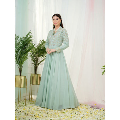 Tamaraa by Tahani Green Sorrel Anarkali with Dupatta (Set of 2)