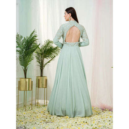 Tamaraa by Tahani Green Sorrel Anarkali with Dupatta (Set of 2)