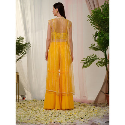 Tamaraa by Tahani Yellow Isadora Jacket with Blouse and Shaara (Set of 3)