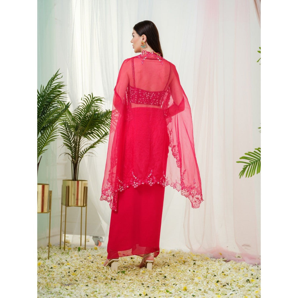 Tamaraa by Tahani Pink Elara Skirt with Top and Cape (Set of 3)