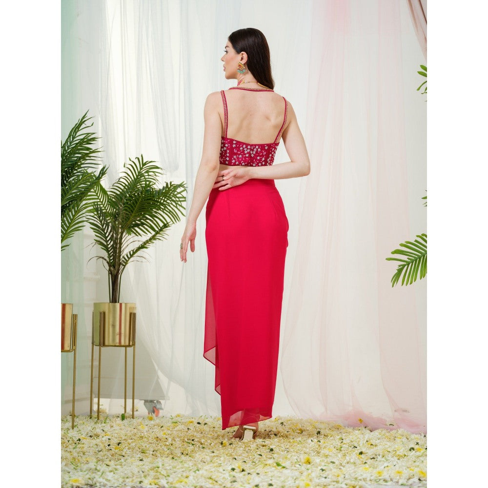 Tamaraa by Tahani Pink Elara Skirt with Top and Cape (Set of 3)