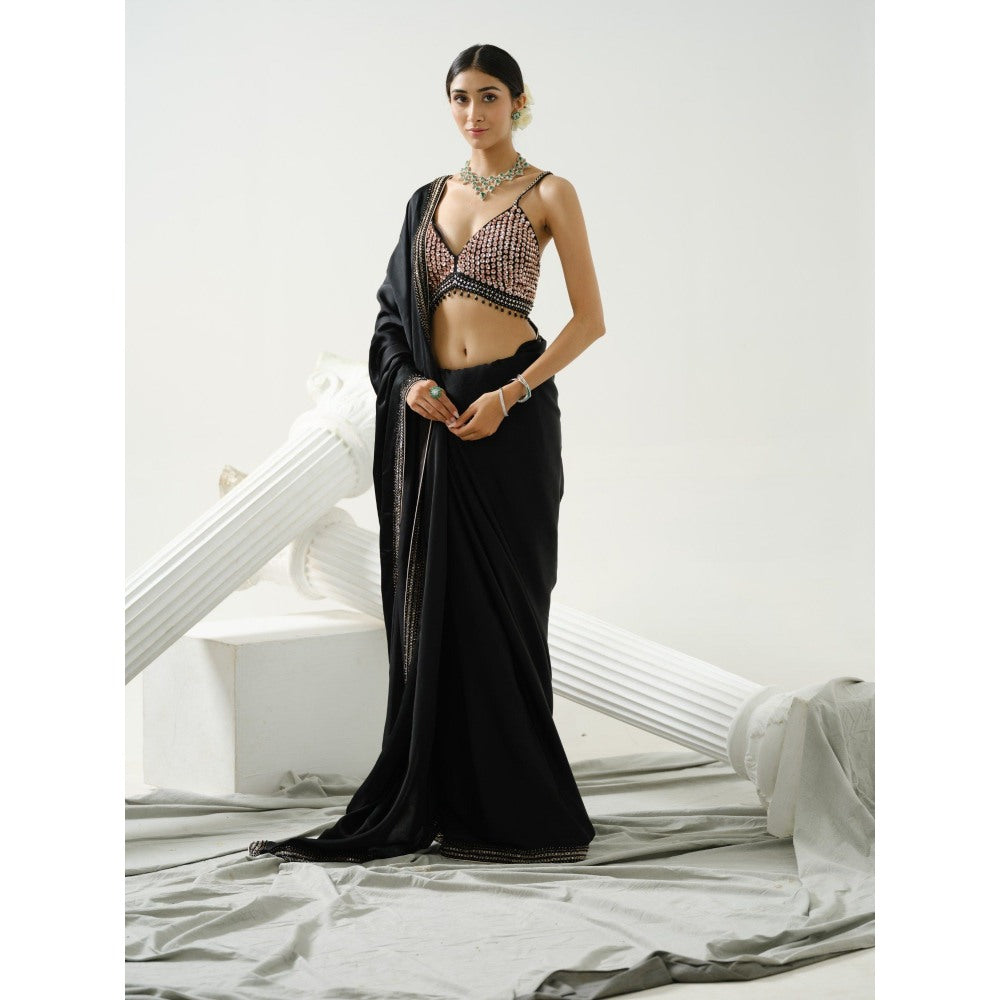 Tamaraa by Tahani Diva Black Saree with Stitched Blouse