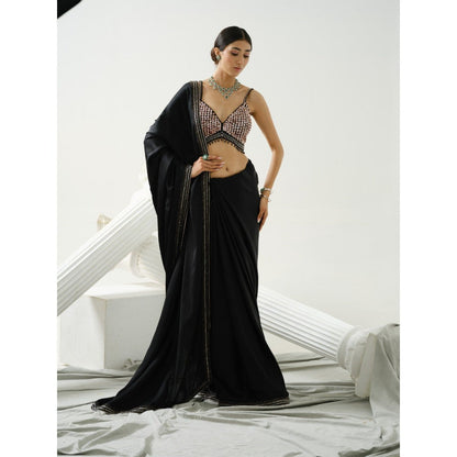 Tamaraa by Tahani Diva Black Saree with Stitched Blouse