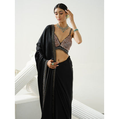 Tamaraa by Tahani Diva Black Saree with Stitched Blouse