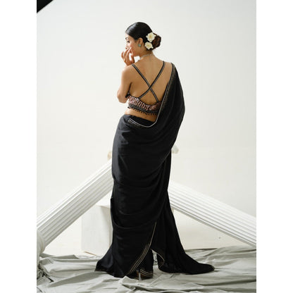 Tamaraa by Tahani Diva Black Saree with Stitched Blouse