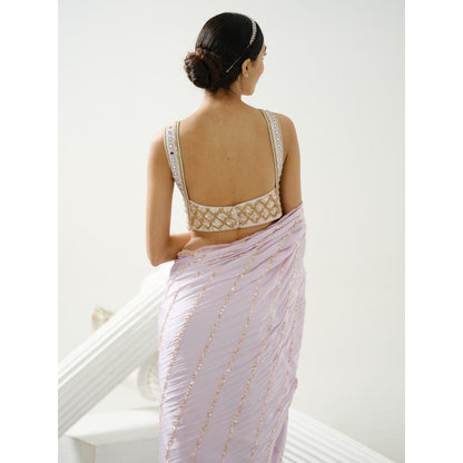 Tamaraa by Tahani Caprice Lavender Sequin Saree with Stitched Blouse