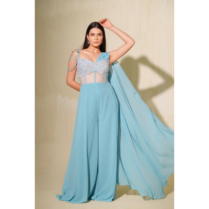Tamaraa by Tahani Blue Neelam Jumpsuits