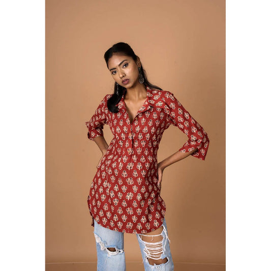 Tanoti Women Red Printed Short Kurti