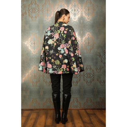 Tanu Malhotra Black Printed Cape